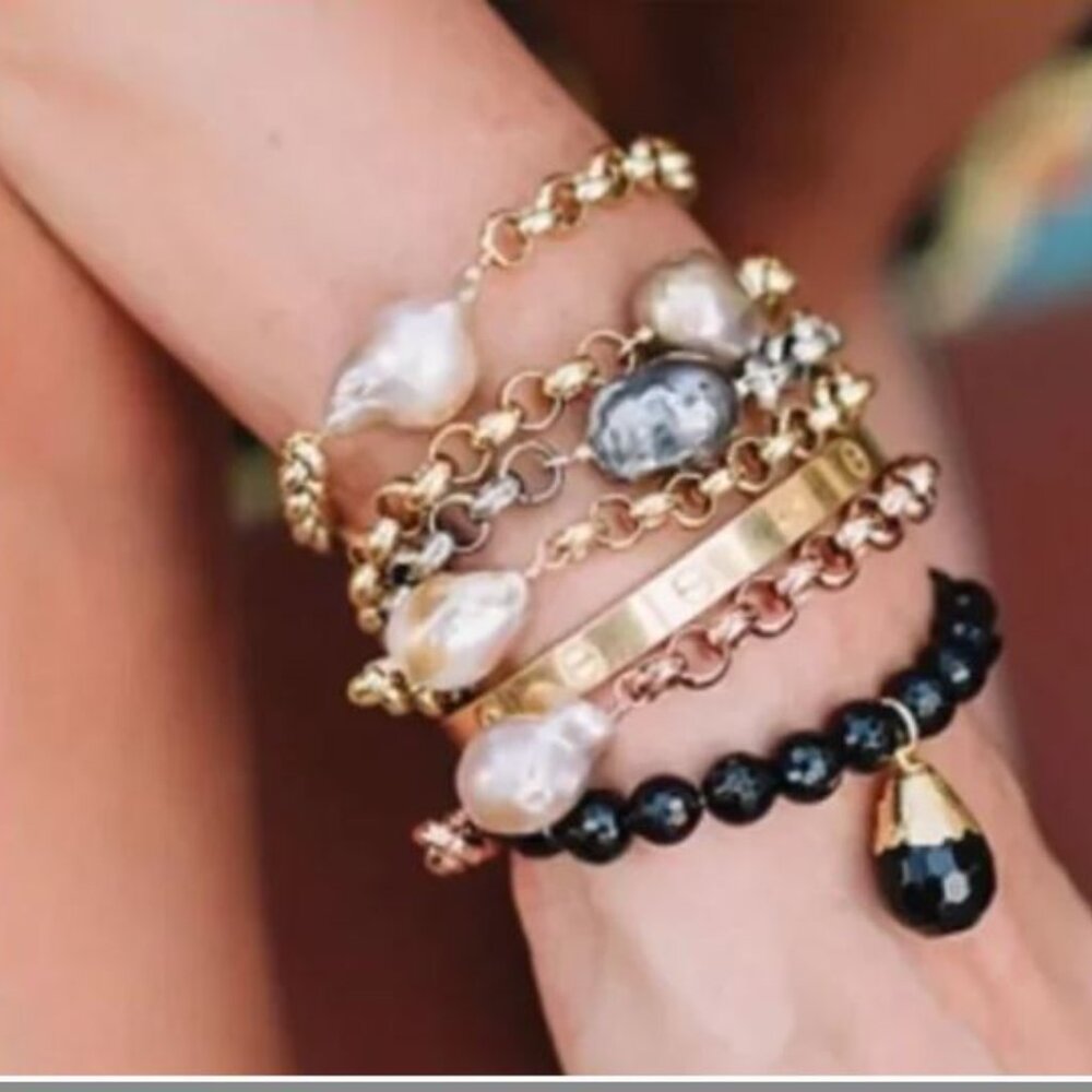 Kamo by Kary- Ann Baroque Pearl Bracelet Stack (Set of 3)